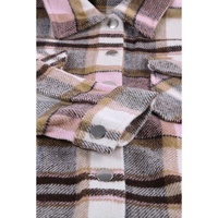 Azura Exchange Pink Geometric Plaid Print Pocketed Shacket - M thumbnail