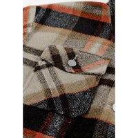 Azura Exchange Khaki Geometric Plaid Print Pocketed Shacket - L thumbnail