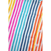 Orange Stripe Multicolor Drop Shoulder Loose Shirt - L thumbnail