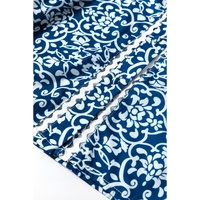 Blue Floral Ric-rac Patchwork Button Loose Fit Shirt - XL thumbnail