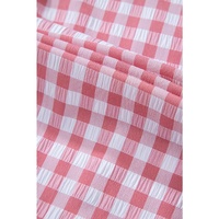Pink Gingham Print Chest Pockets Buttoned Collared Shirt - L thumbnail