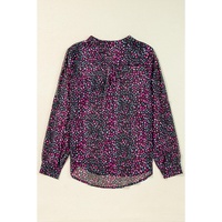 Grape Wine Polka Dot Printed Buttoned Casual Shirt - L thumbnail