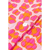 Rose Leopard Printed Button Up Loose Shirt - XL thumbnail