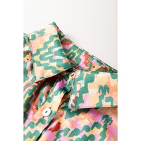 Dark Green Abstract Print Half Sleeve Button up Loose Shirt - XL thumbnail