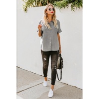 Azura Exchange Denim Shirt with Turn-down Collar - L thumbnail