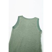 Sea Green Scoop Neck Waffle Knit Flowy Vest - S thumbnail