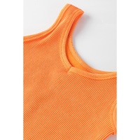Grapefruit Orange Ribbed Seamless Cropped Tank Top - L thumbnail
