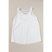 White Bohemian Crochet Patchwork Sleeveless Tunic - S thumbnail