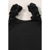 Black Ruffled Wide Straps Slim Tank Top - XL thumbnail