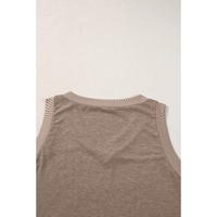 Simply Taupe Ribbed V Neck Tank - L thumbnail