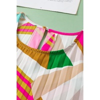 Multicolour Geometric Printed Pleated Shift Tank Top - S thumbnail