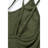 Jungle Green Exposed Seam Detail Double Straps Tank Top - 2XL thumbnail