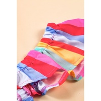 Red Stripe Ruffled Straps Babydoll Tank Top - XL thumbnail