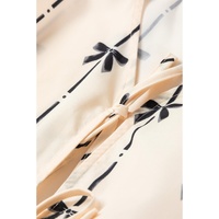 White Bow Printed Tie Closure Ruffled Vest - L thumbnail