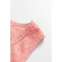 Fushia Solid Color Textured U Neck Slim Tank Top - L thumbnail