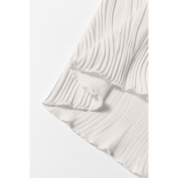 White Solid Color Wavy Textured Round Neck Tank Top - M thumbnail