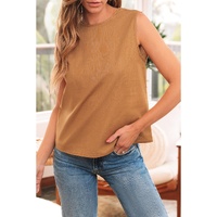 Desert Gold Bowknot V Cut Backless Cotton Tank Top - L thumbnail