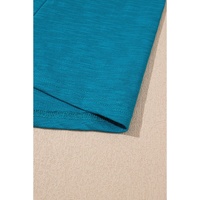 Peacock Blue Metallic Sheen Edge Scoop Neck Tank Top - L thumbnail