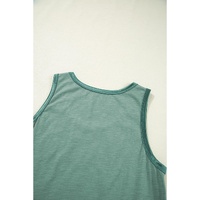 Mist Green Metallic Sheen Edge Scoop Neck Tank Top - L thumbnail