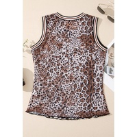 Multicolour Cheetah Checkered Dual Print Reversible Round Neck Mesh Tank Top - L thumbnail