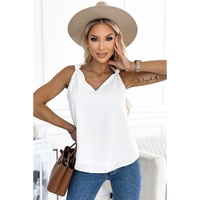 White V Neck Knotted Shoulder Vest - S thumbnail