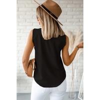 Azura Exchange Black V Neck Knotted Shoulder Vest - M thumbnail
