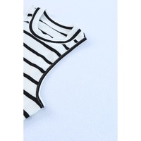 White Striped Print Ribbed O-neck Sleeveless Top - L thumbnail