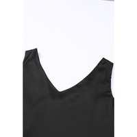 Black Deep V Neck Loose Tank Top - S thumbnail