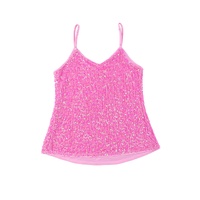 Pink Sequin Adjustable Straps Tank Top - XL thumbnail