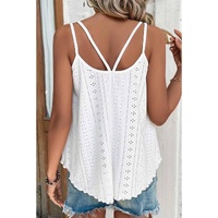 Azura Exchange White Eyelet Strappy Scoop-Neck Tank Top - S thumbnail