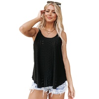 Azura Exchange Black Eyelet Strappy Scoop-Neck Tank Top - M thumbnail