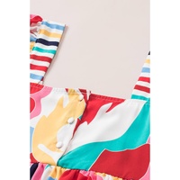 Multicolor Square Neck Abstract Print Tank Top - S thumbnail