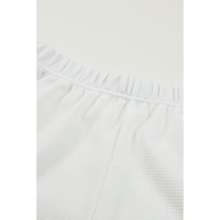 White Ribbed Zipper Sweatshirt and High Waist Shorts Set - L thumbnail