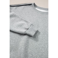 Light Grey Solid Color Side Striped Sweatshirt Active Set - 2XL thumbnail