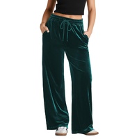 Evergreen Solid Drawstring Waist Wide Leg Pants - S thumbnail