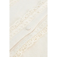 Apricot Lace Trim Ribbed Round Neck Button Up Cardigan - L thumbnail