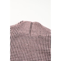 Pink Chunky Waffle Knit Oversized Collar Cardigan - L thumbnail