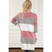 Green Colorblock Stripe Open-Front Cardigan - S thumbnail
