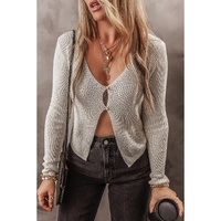 Parchment Slim Fit Buttoned V Neck Knit Cardigan - L thumbnail