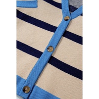 White Colorblock Drop Shoulder Buttoned Loose Cardigan - 2XL thumbnail