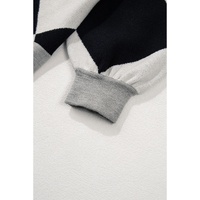 Black Colorblock Drop Shoulder Buttoned Loose Cardigan - L thumbnail