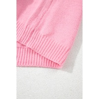 Pink Cute Knitted Floral Pattern Button Up Cardigan - S thumbnail