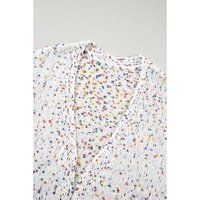 White Confetti Rib Knit Long Sleeve Cardigan - S thumbnail