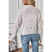 White Multicolor Confetti Sweater Cardigan - M thumbnail