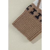 Brown Western Printed Ribbed Trim Collared Zip up Cardigan - L thumbnail