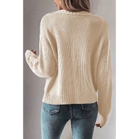 Beige Open Knit Drop Shoulder Sweater Cardigan - S thumbnail