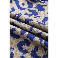 Dark Blue Stripe Sleeve Leopard Print Open Front Cardigan With Pockets - S thumbnail