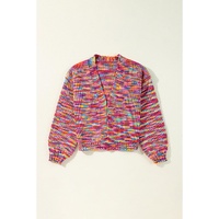 Pink Confetti Drop Shoulder Open Front Cardigan - XL thumbnail