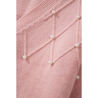 Sepia Rose Textured Knit Pearl Beaded Button Up Cardigan - L thumbnail