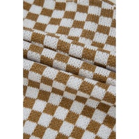 Brown Checkered Striped Patched Buttoned V Neck Cardigan - L thumbnail